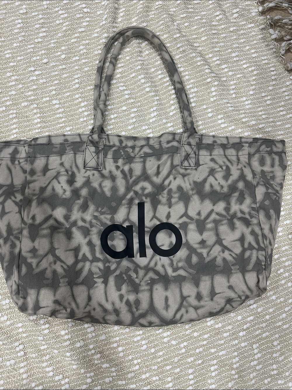 ALO Yoga Gray Tie-Dye Canvas Tote
